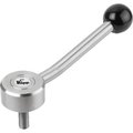 Kipp Tension Lever Flat Size:1 M08X50, A=100, Form:15° Stainless Steel 1.4305, Comp:Plastic K0129.1082X50